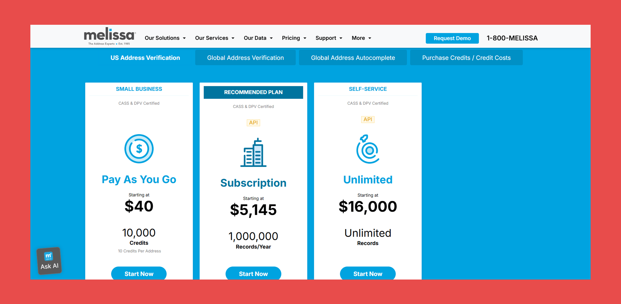 Melissa Clean Suite Pricing