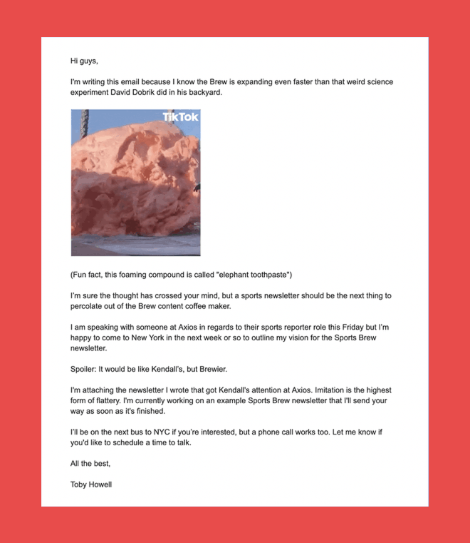 Cold Email for a Specific Job Opportunity Example & Template