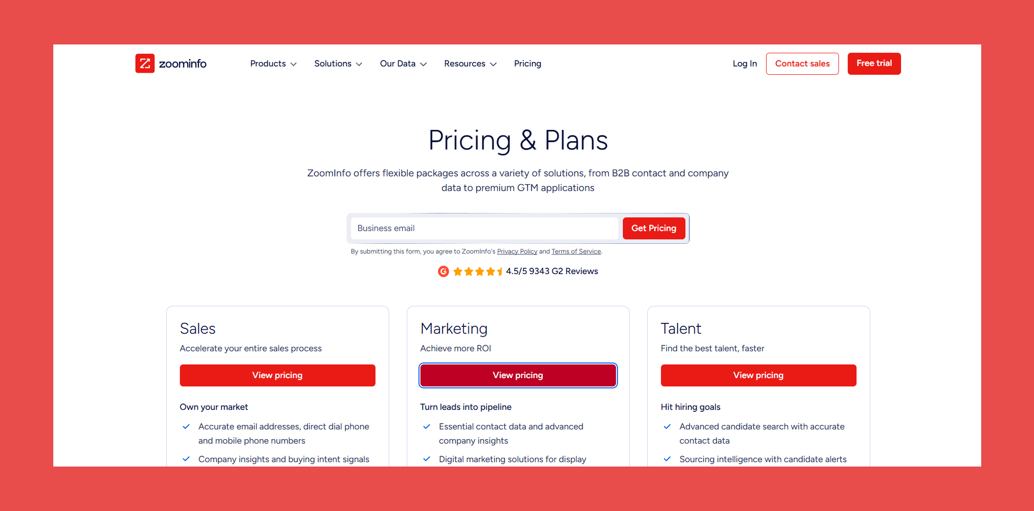 ZoomInfo Pricing Plans