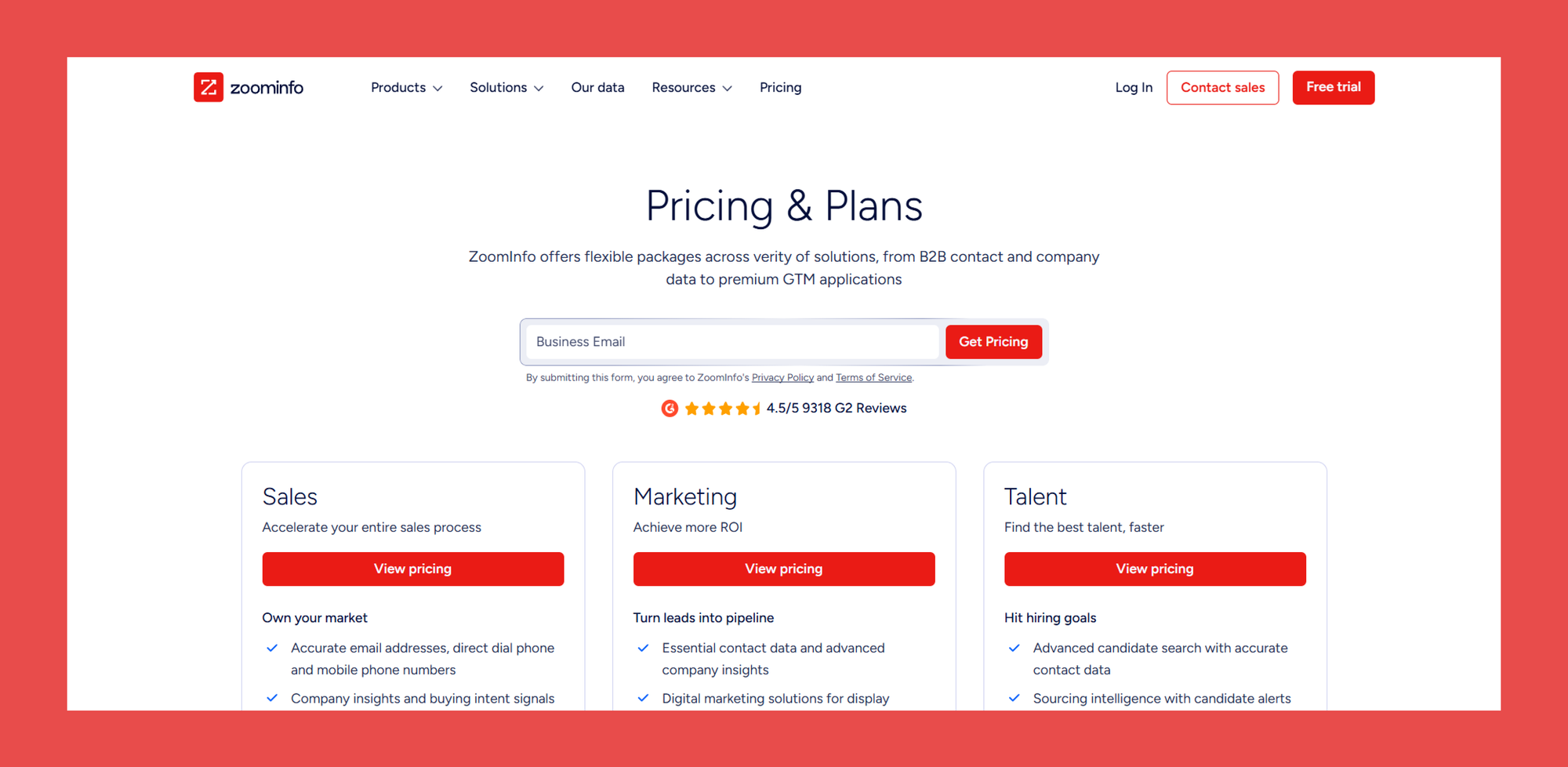 ZoomInfo Pricing