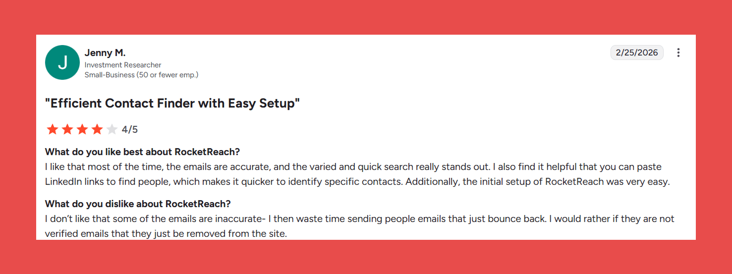 RocketReach Verified G2 Review