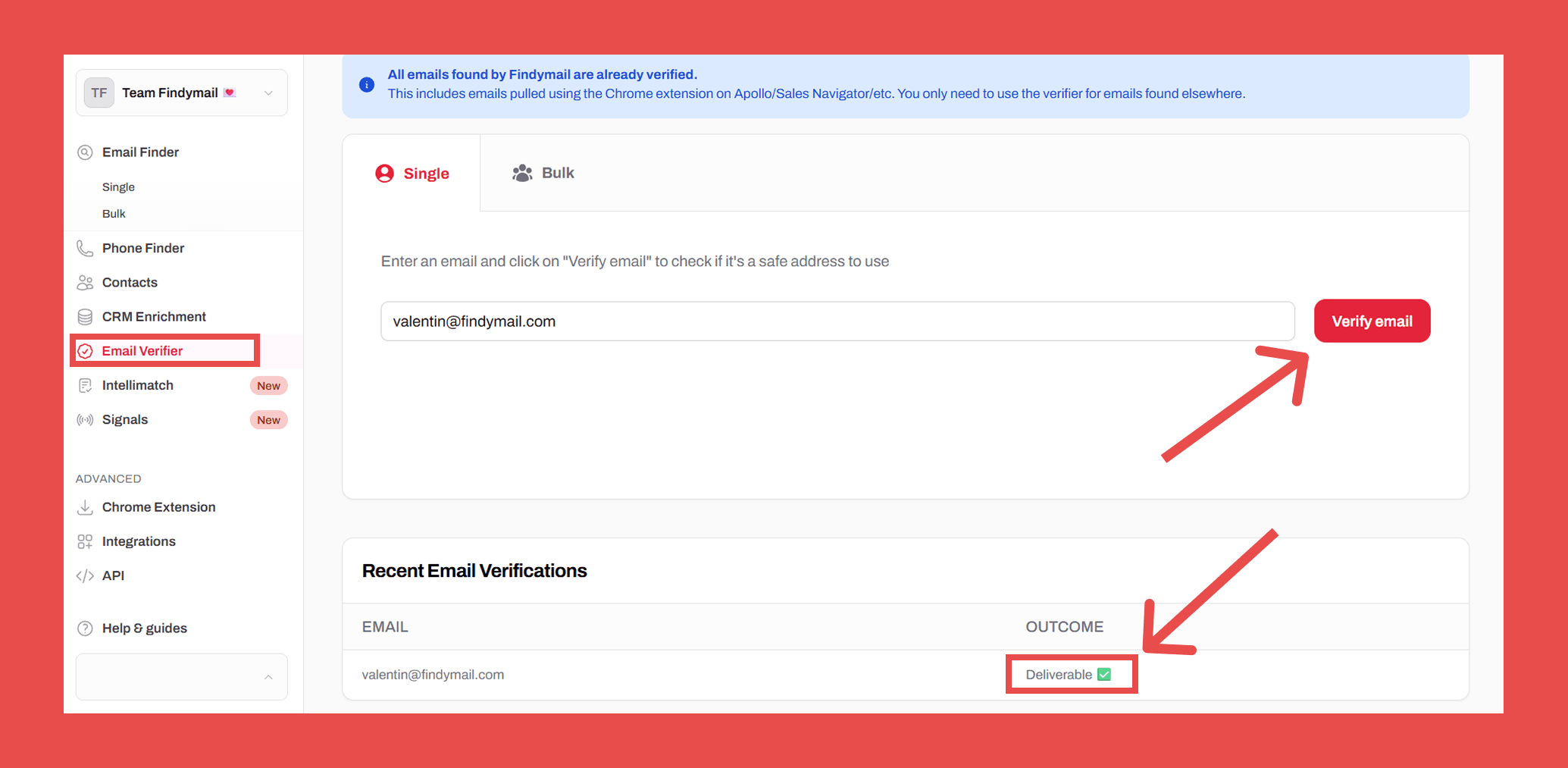 Findymail's Email Verifier