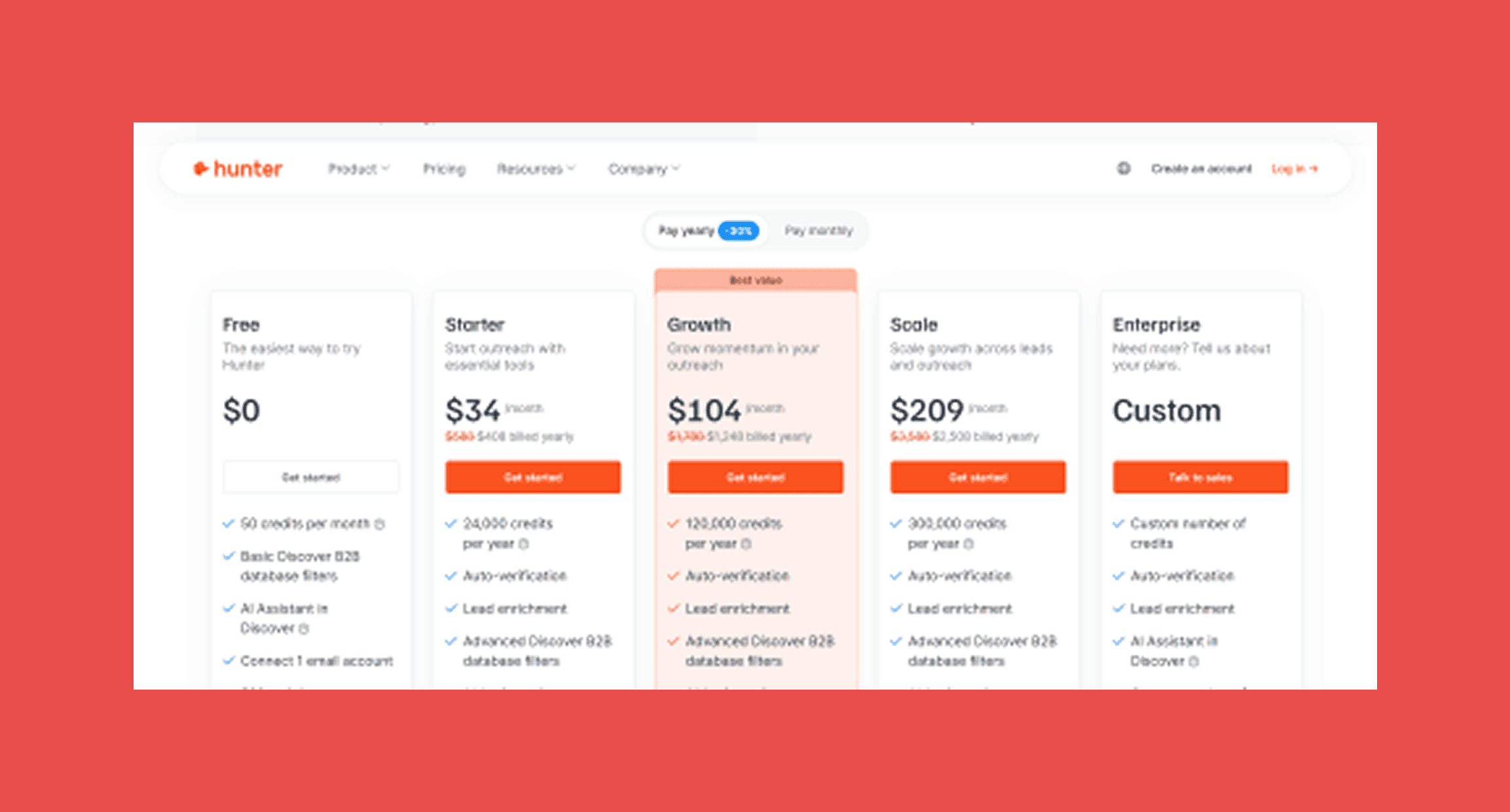 Hunter.io Pricing