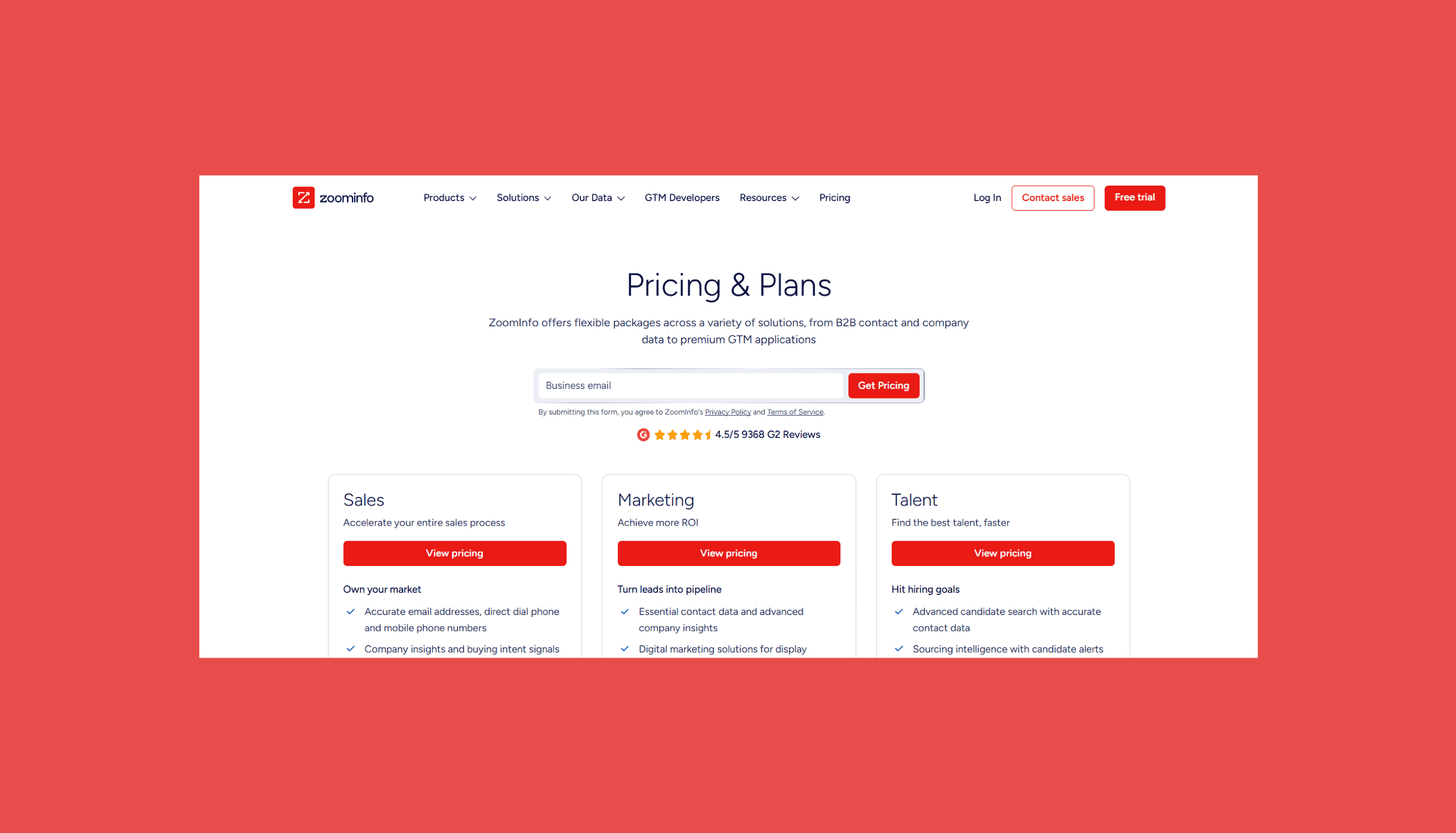 ZoomInfo Pricing