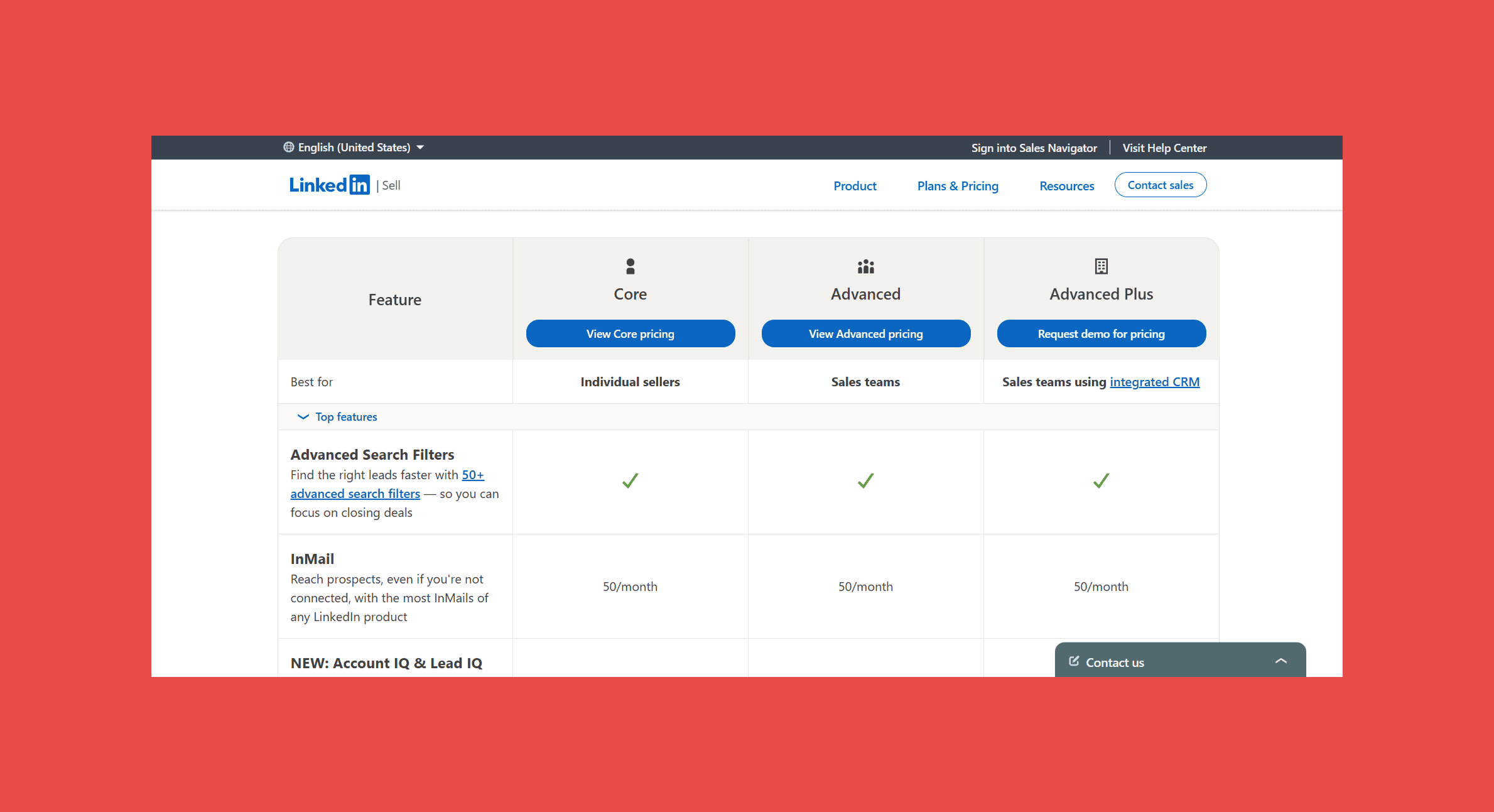 LinkedIn Sales Navigator Pricing