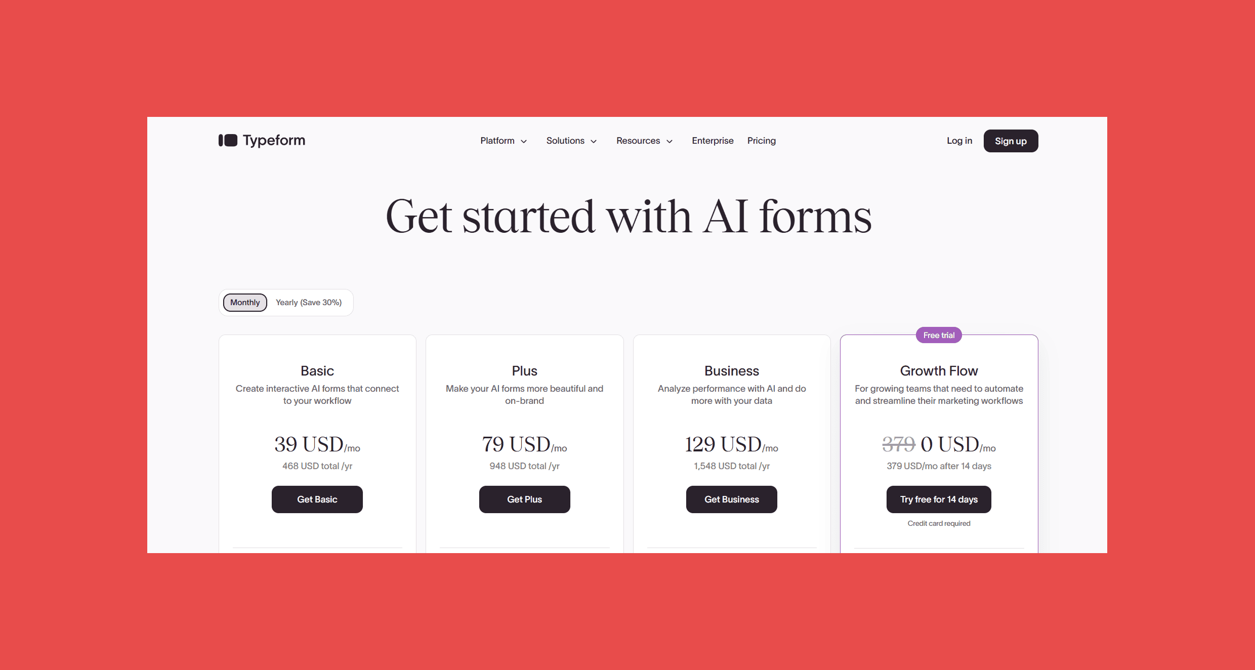 Typeform Pricing