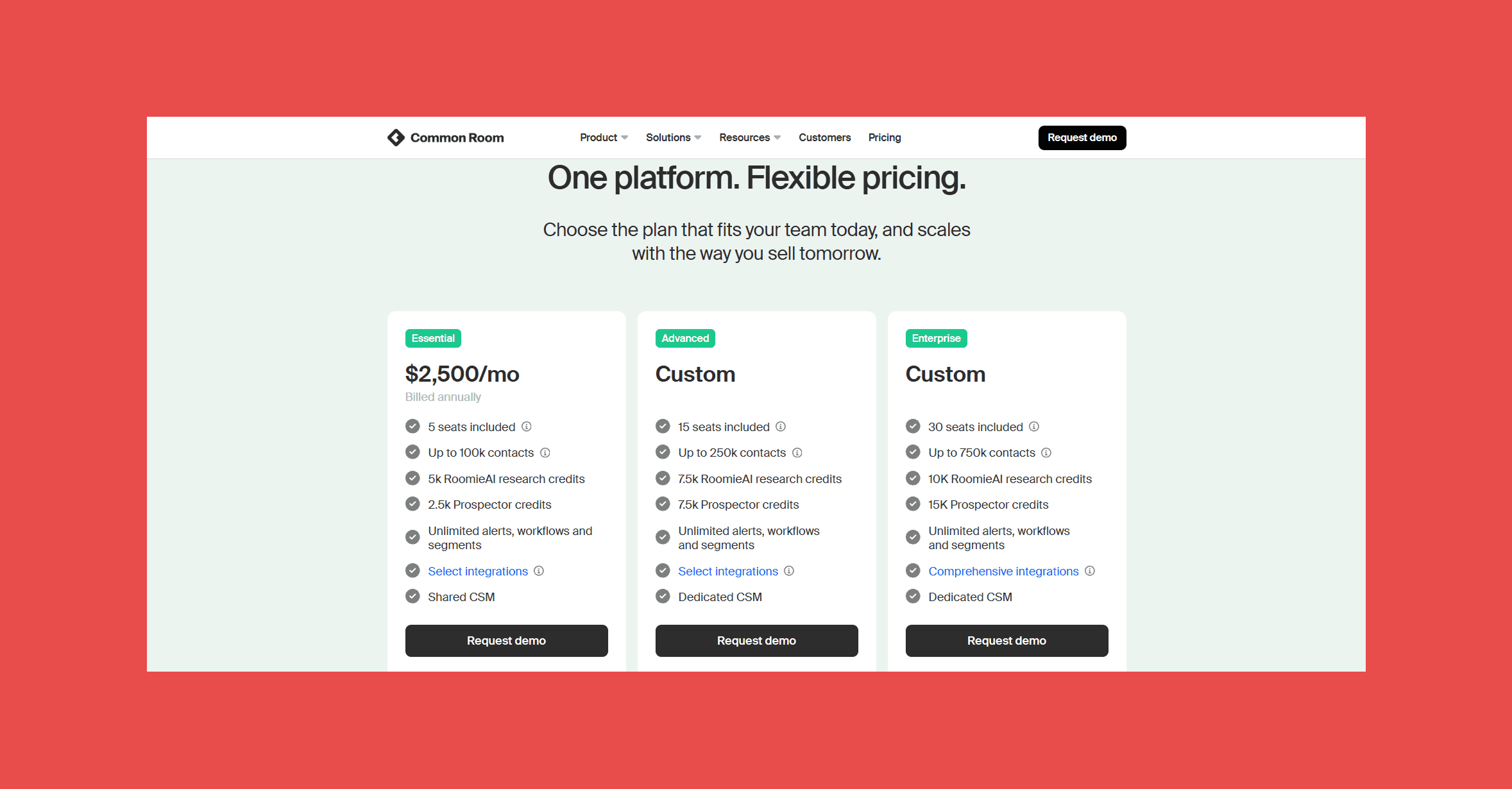 Common Room Pricing