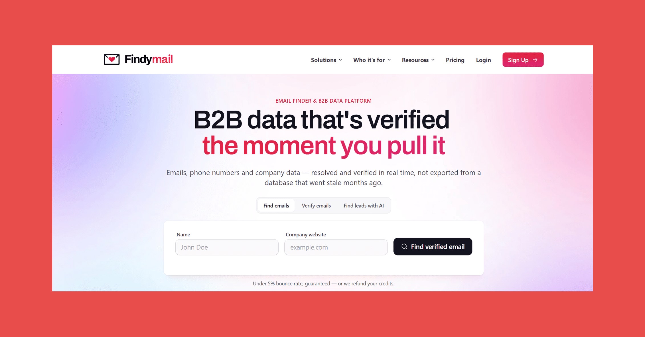 Findymail: Best for Actionable Intent Signals