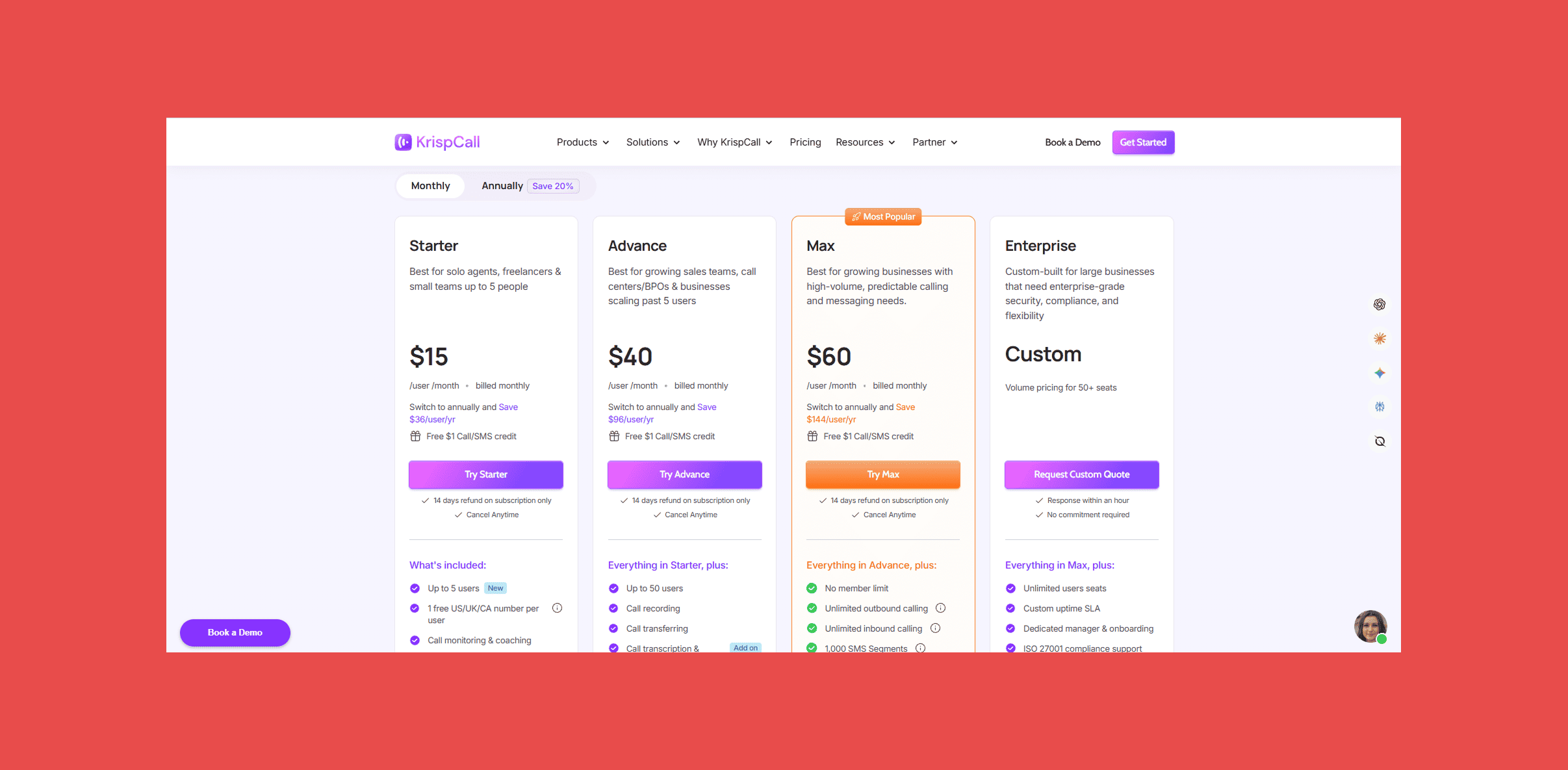 KrispCall Pricing