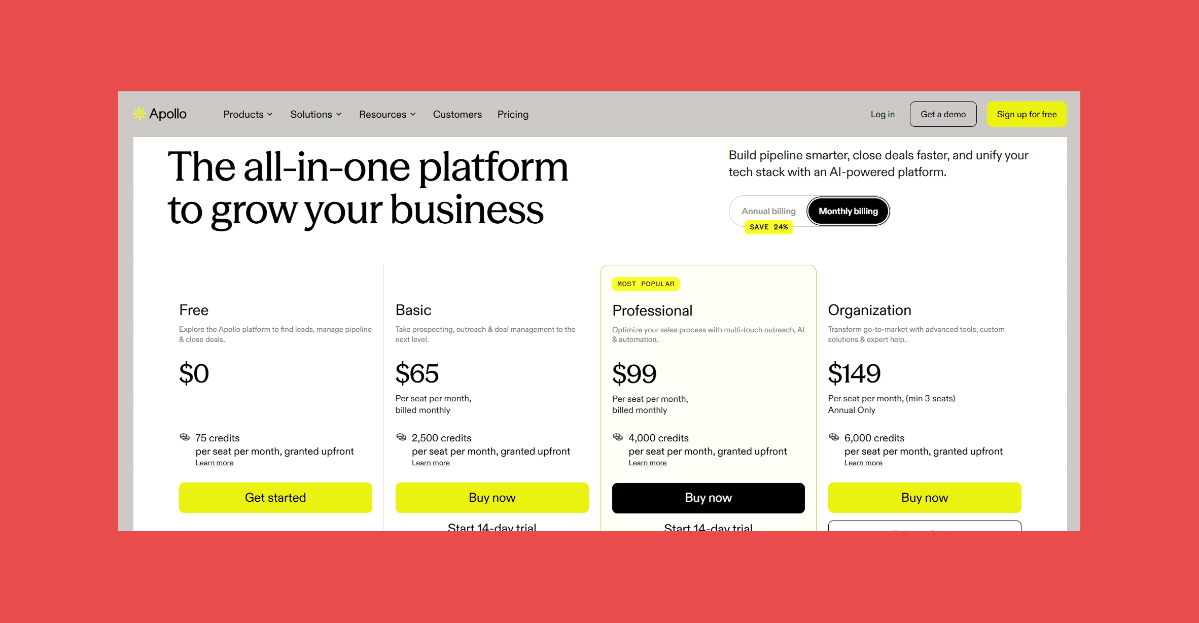 Apollo Pricing