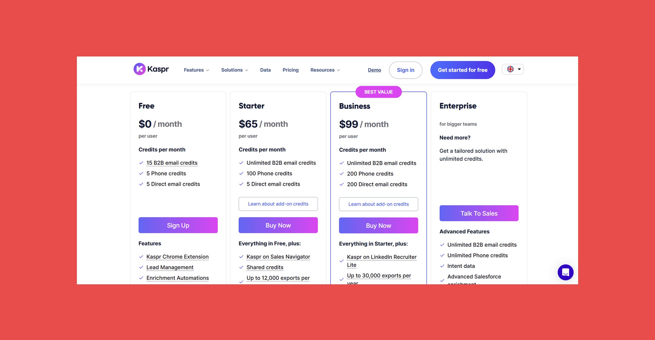 How much does Kaspr cost?